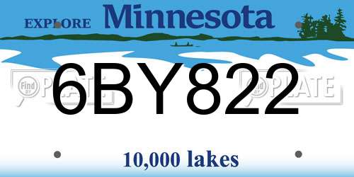 6BY822 Minnesota License Plate