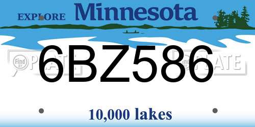 6BZ586 Minnesota License Plate