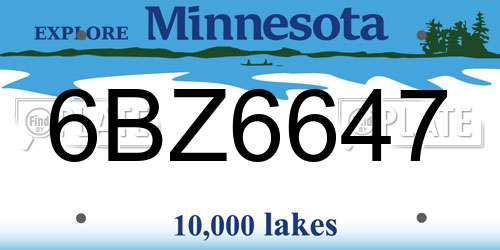 6BZ6647 Minnesota License Plate