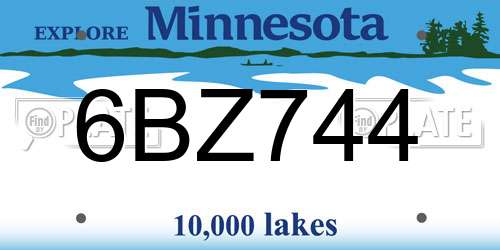 6BZ744 Minnesota License Plate