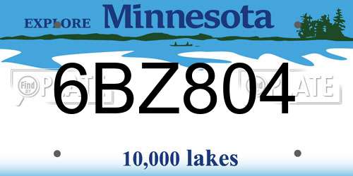 6BZ804 Minnesota License Plate