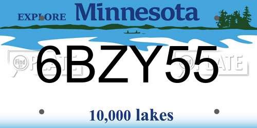 6BZY55 Minnesota License Plate