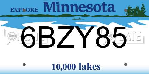 6BZY85 Minnesota License Plate