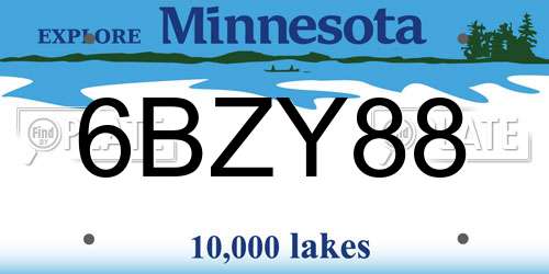 6BZY88 Minnesota License Plate