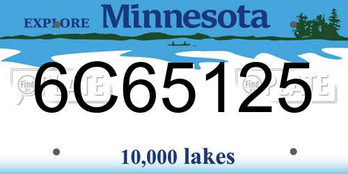 6C65125 Minnesota License Plate
