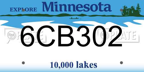 6CB302 Minnesota License Plate