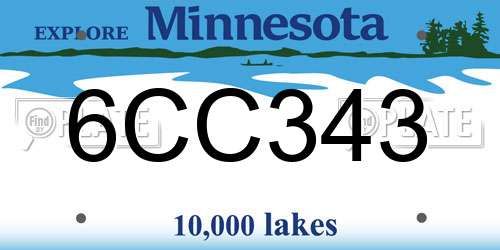 6CC343 Minnesota License Plate