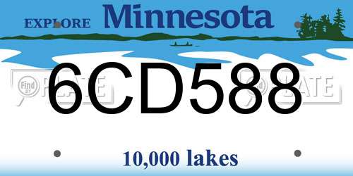 6CD588 Minnesota License Plate