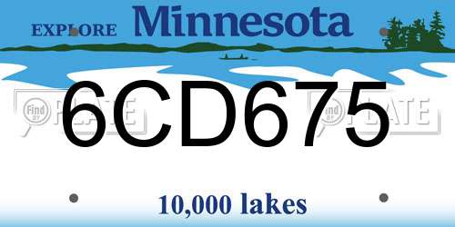 6CD675 Minnesota License Plate