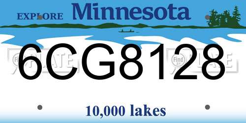 6CG8128 Minnesota License Plate