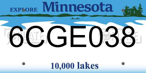 6CGE038 Minnesota License Plate