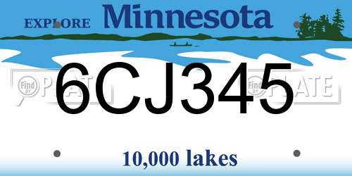 6CJ345 Minnesota License Plate