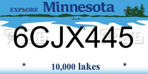 6CJX445 Minnesota License Plate
