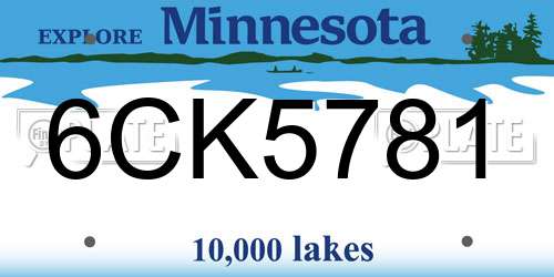 6CK5781 Minnesota License Plate