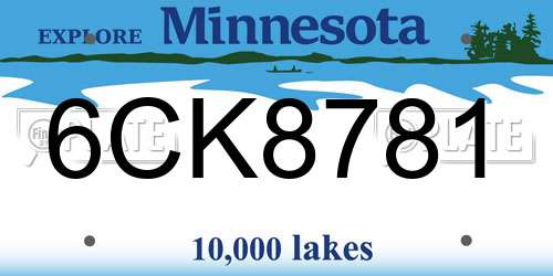 6CK8781 Minnesota License Plate