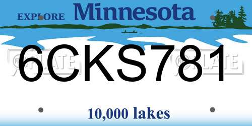 6CKS781 Minnesota License Plate
