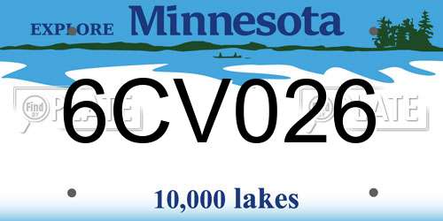6CV026 Minnesota License Plate