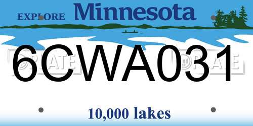 6CWA031 Minnesota License Plate