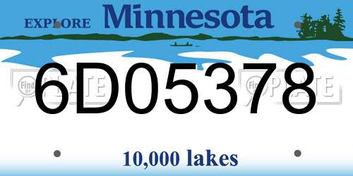 6D05378 Minnesota License Plate