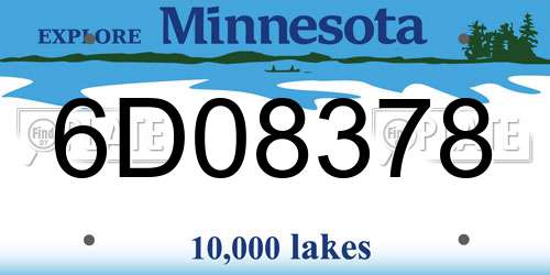 6D08378 Minnesota License Plate