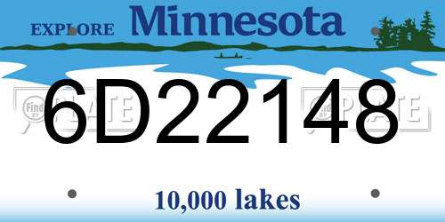 6D22148 Minnesota License Plate