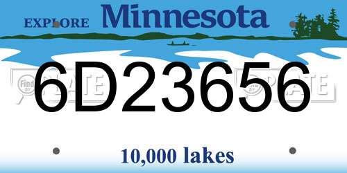 6D23656 Minnesota License Plate