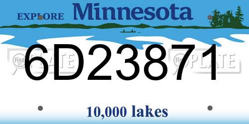 6D23871 Minnesota License Plate