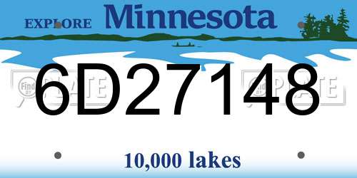 6D27148 Minnesota License Plate