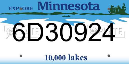 6D30924 Minnesota License Plate