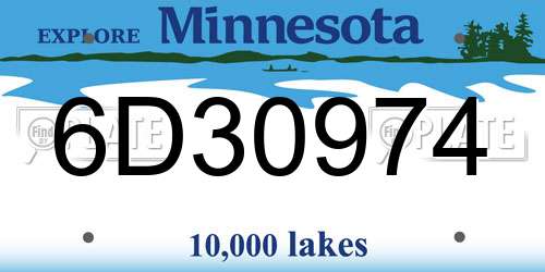 6D30974 Minnesota License Plate