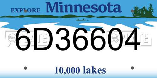 6D36604 Minnesota License Plate