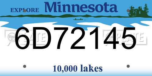 6D72145 Minnesota License Plate