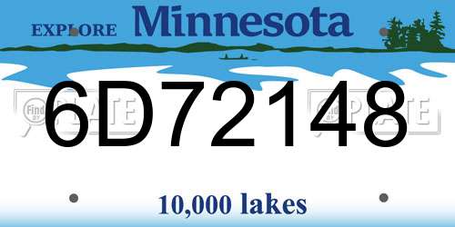 6D72148 Minnesota License Plate