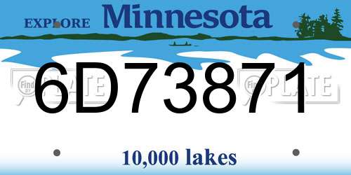 6D73871 Minnesota License Plate