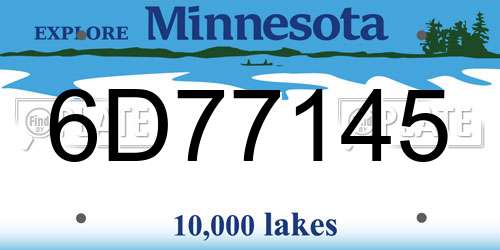 6D77145 Minnesota License Plate