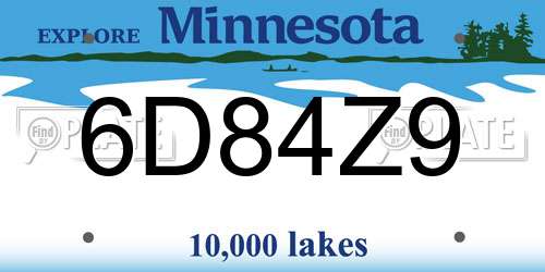 6D84Z9 Minnesota License Plate