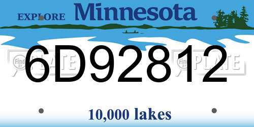 6D92812 Minnesota License Plate