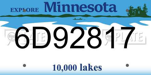 6D92817 Minnesota License Plate