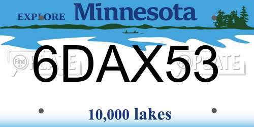 6DAX53 Minnesota License Plate
