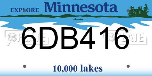 6DB416 Minnesota License Plate