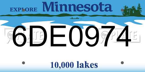 6DE0974 Minnesota License Plate