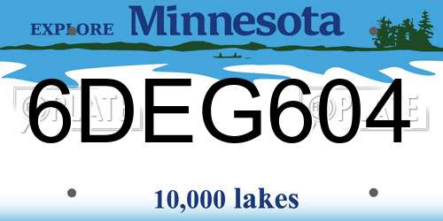 6DEG604 Minnesota License Plate
