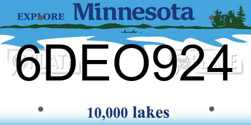 6DEO924 Minnesota License Plate
