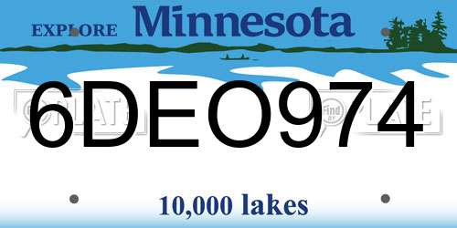 6DEO974 Minnesota License Plate