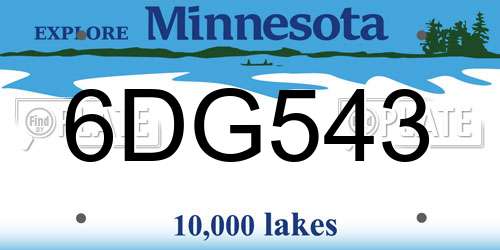 6DG543 Minnesota License Plate
