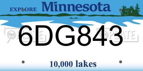6DG843 Minnesota License Plate