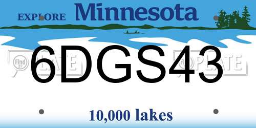 6DGS43 Minnesota License Plate