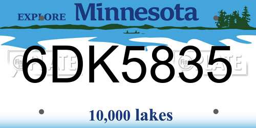6DK5835 Minnesota License Plate