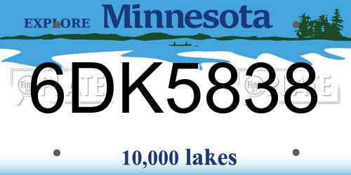 6DK5838 Minnesota License Plate