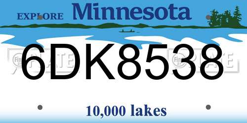 6DK8538 Minnesota License Plate